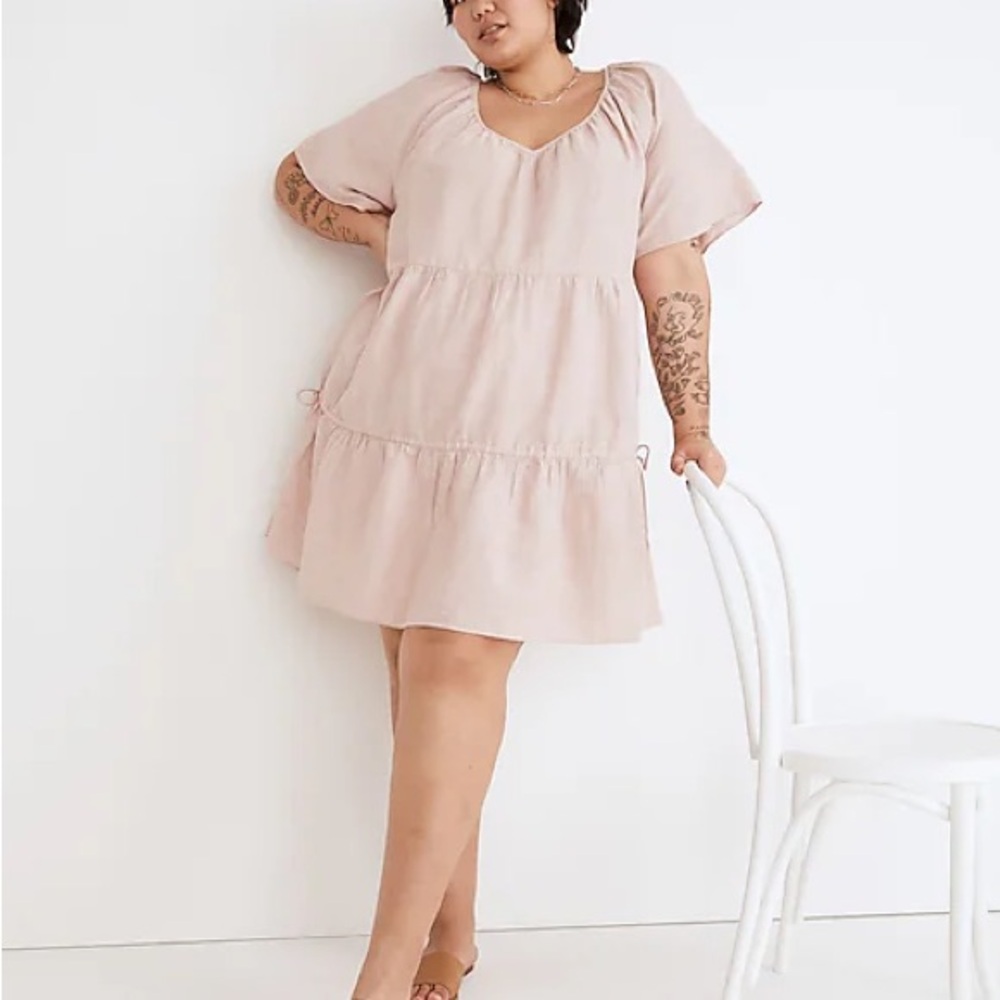 Madewell Blush Pink Tiered Mini Dress